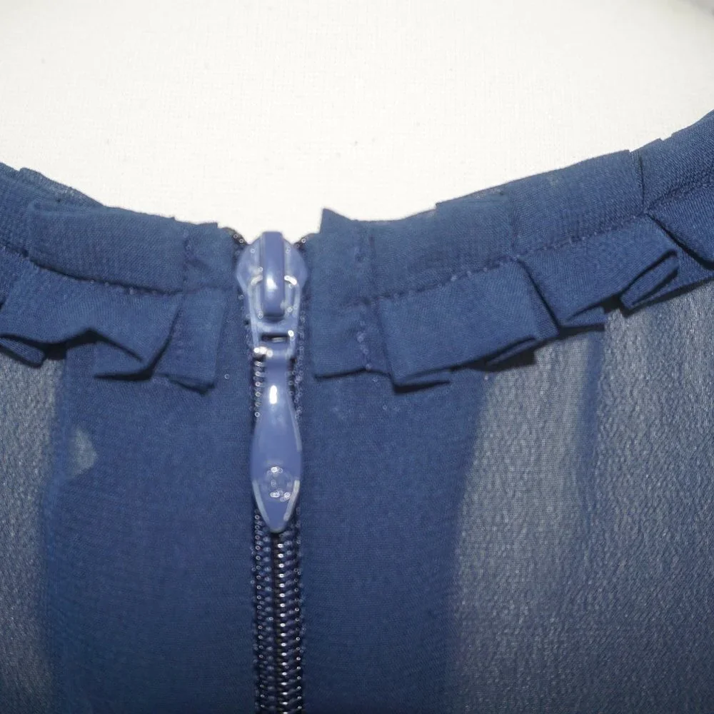 Vintage 70s Peplum Ruffle Bishop Sheer Sleeves Blouse Top - Picture 3 of 6